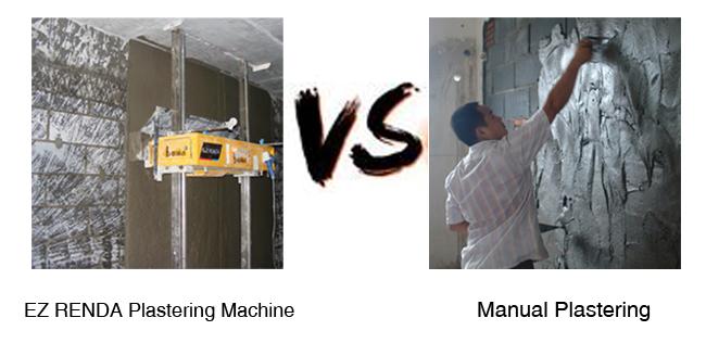 emplastrando a máquina comparada com o emplastro manual